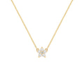 Greenwich Mini Flower White Topaz & Diamond Necklace in 14k Gold (April)