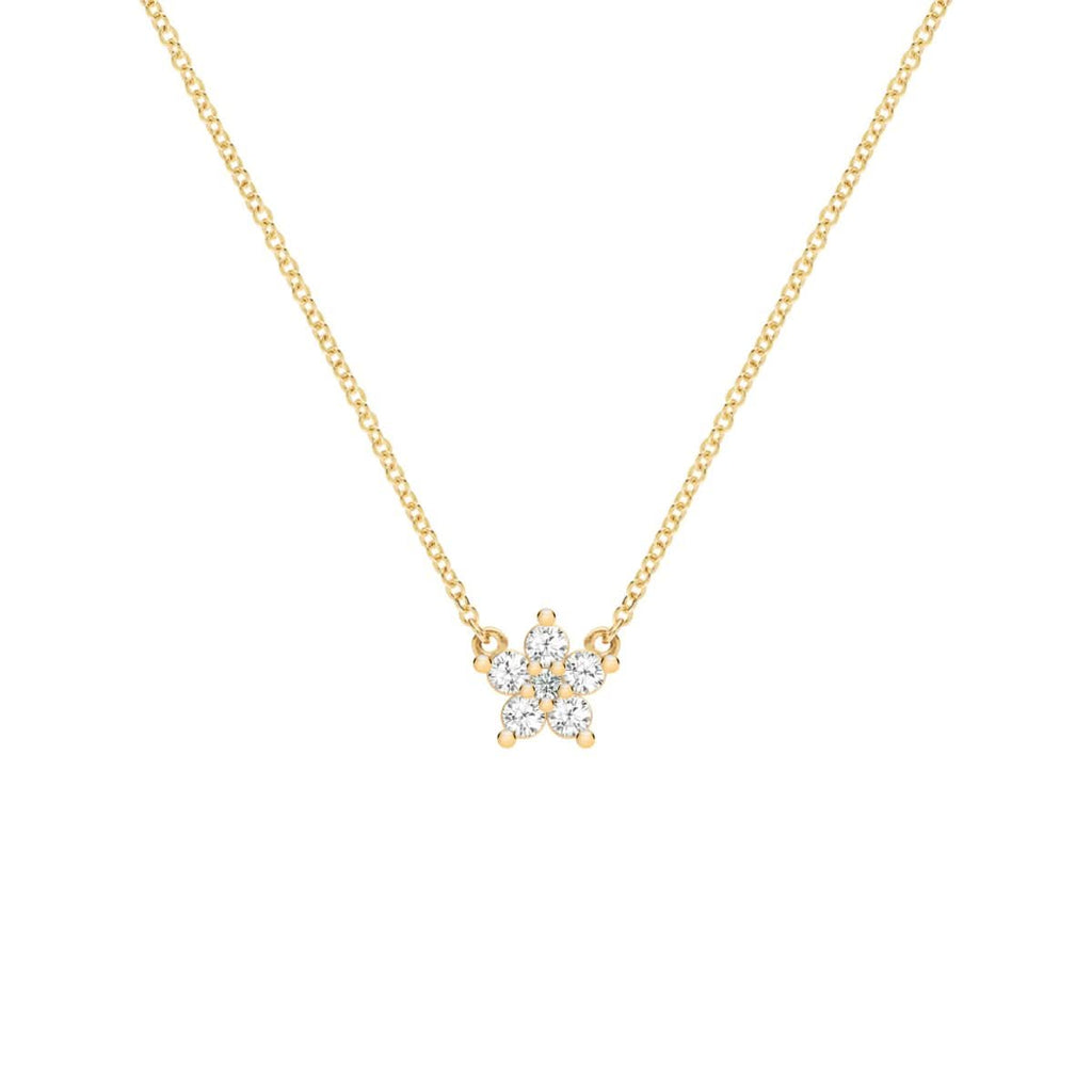 Greenwich Mini Flower Birthstone & Diamond Necklace in 14k Gold