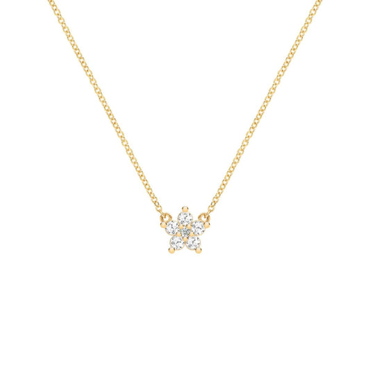 Greenwich Mini Flower Birthstone & Diamond Necklace in 14k Gold