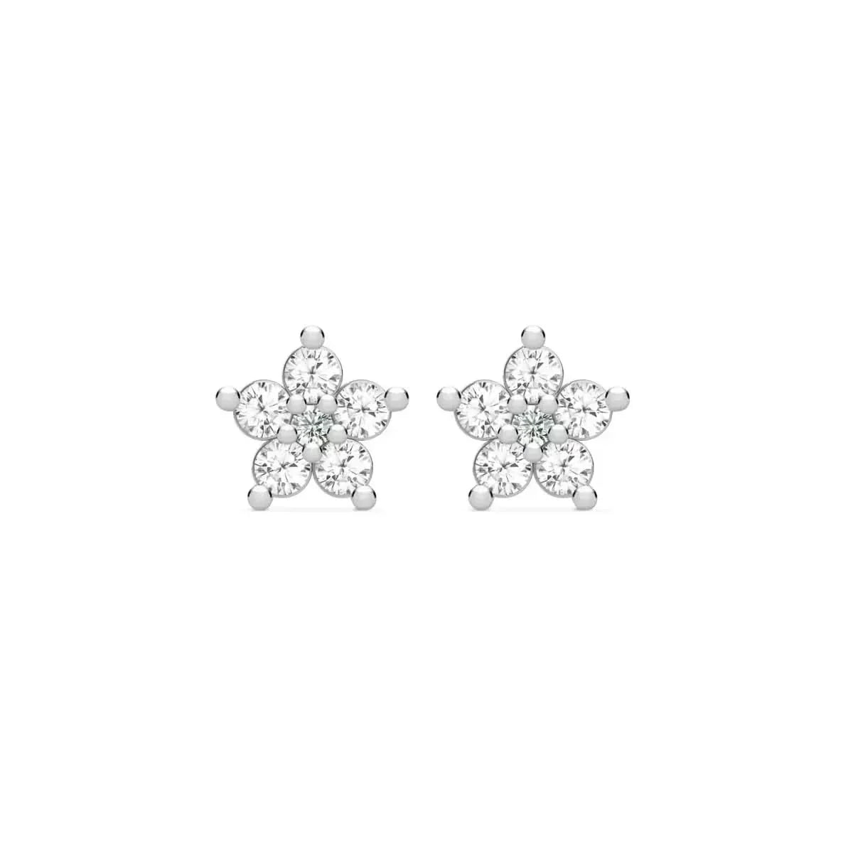 Greenwich Mini Flower Birthstone & Diamond Earrings in 14k Gold