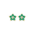 Greenwich Mini Flower Emerald & Diamond Earrings in 14k Gold (May)