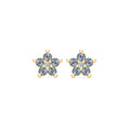 Greenwich Mini Flower Alexandrite & Diamond Earrings in 14k Gold (June)