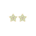 Greenwich Mini Flower Peridot & Diamond Earrings in 14k Gold (August)