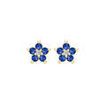 Greenwich Mini Flower Sapphire & Diamond Earrings in 14k Gold (September)