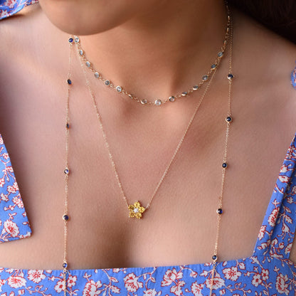 Greenwich Flower Citrine & Diamond Necklace in 14k Gold (November)