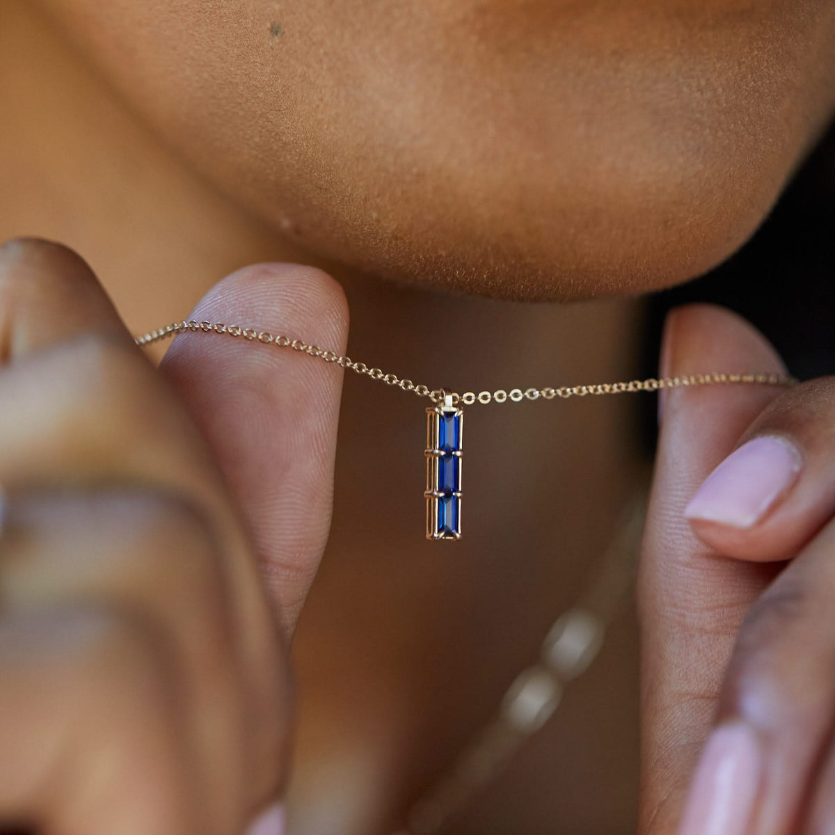 Providence 3 Sapphire Pendant in 14k Gold (September)