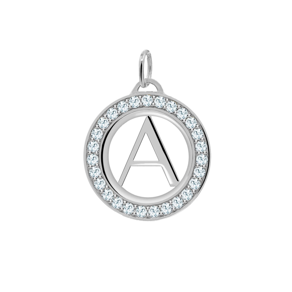 Letter & Aquamarine Pendant in 14k Gold (March)