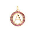 Letter & Ruby Pendant in 14k Gold (July)