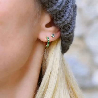 Petite Nantucket Blue Topaz Stud Earrings in 14k Gold (December)