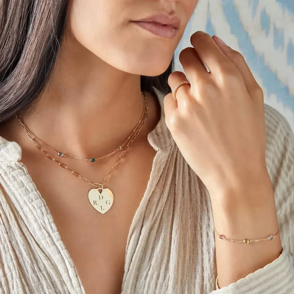 Engravable Large Flat Heart Pendant in 14k Gold