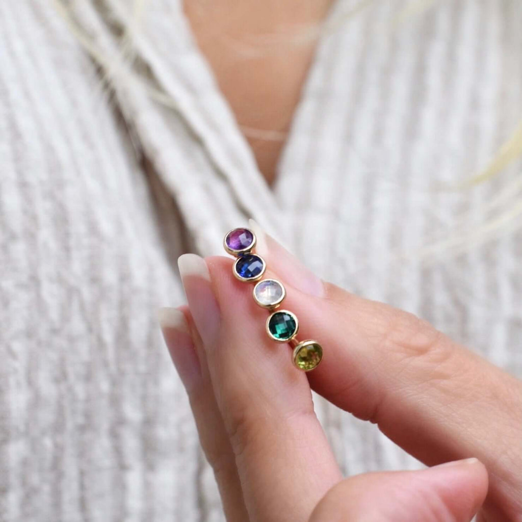 Petite Birthstone Stud Earrings in 14k Gold