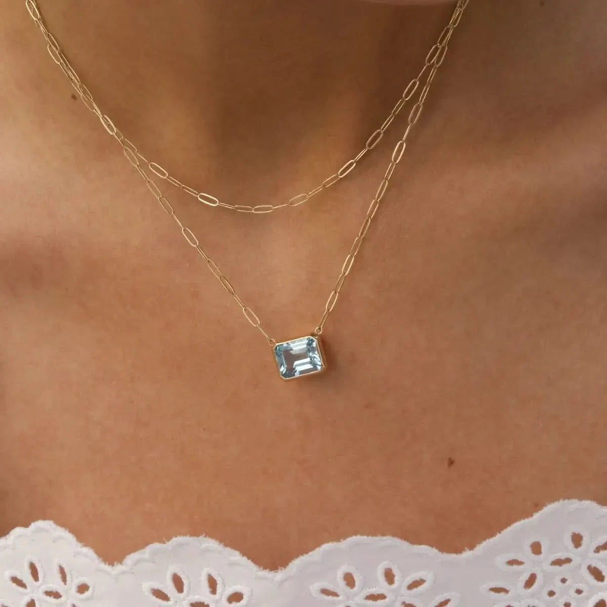 Warren Birthstone Necklace on Adelaide Mini Chain in 14k Gold