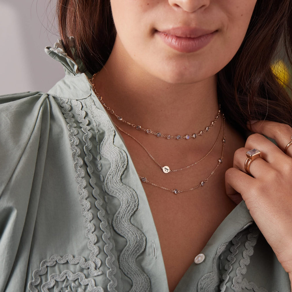 Chai Disc Necklace in 14k Gold