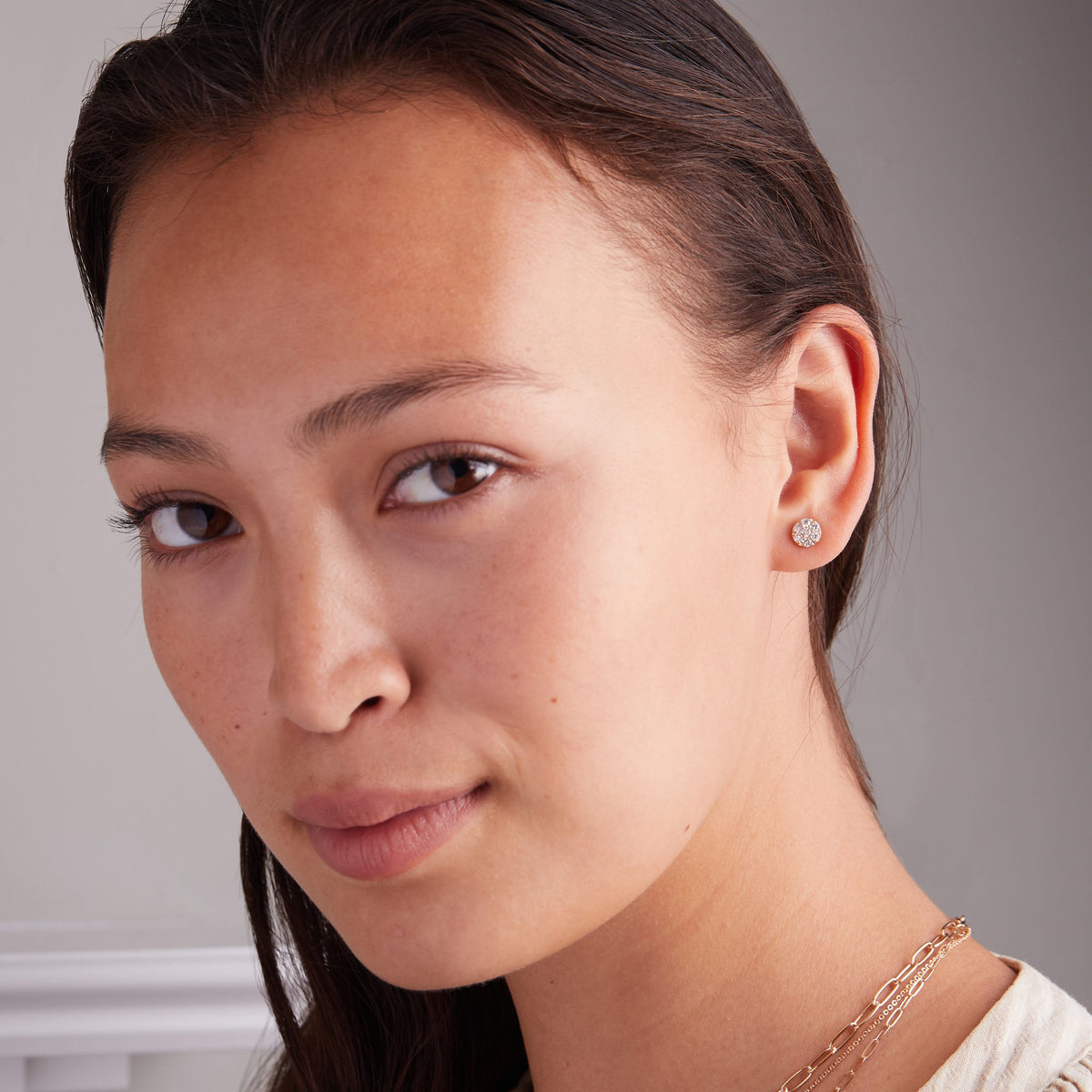 Rosecliff Diamond Mini Stud Earrings in Solid 14k Gold