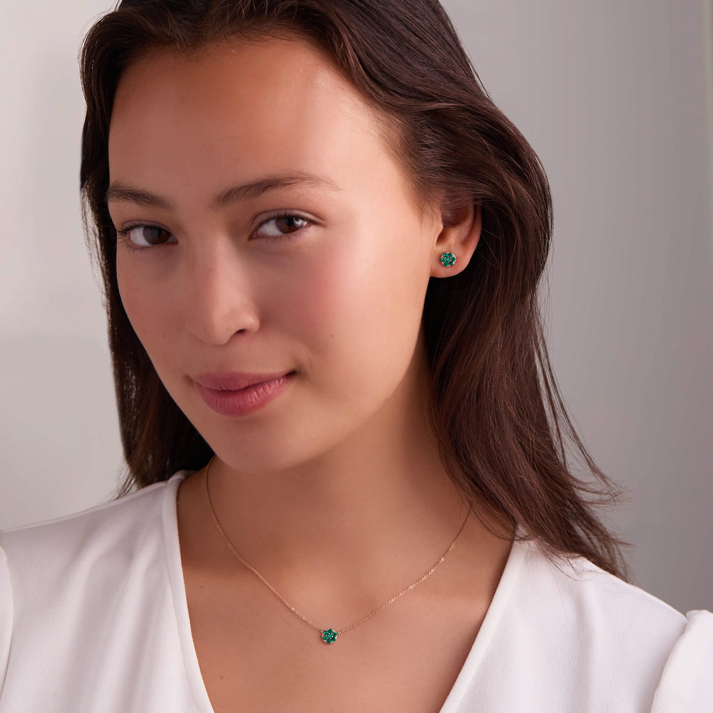 Rosecliff Emerald Mini Necklace in Solid 14k Gold (May)