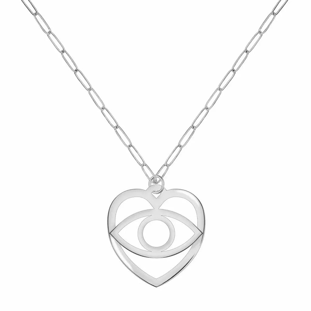 Large Flat Evil Eye Heart Pendant