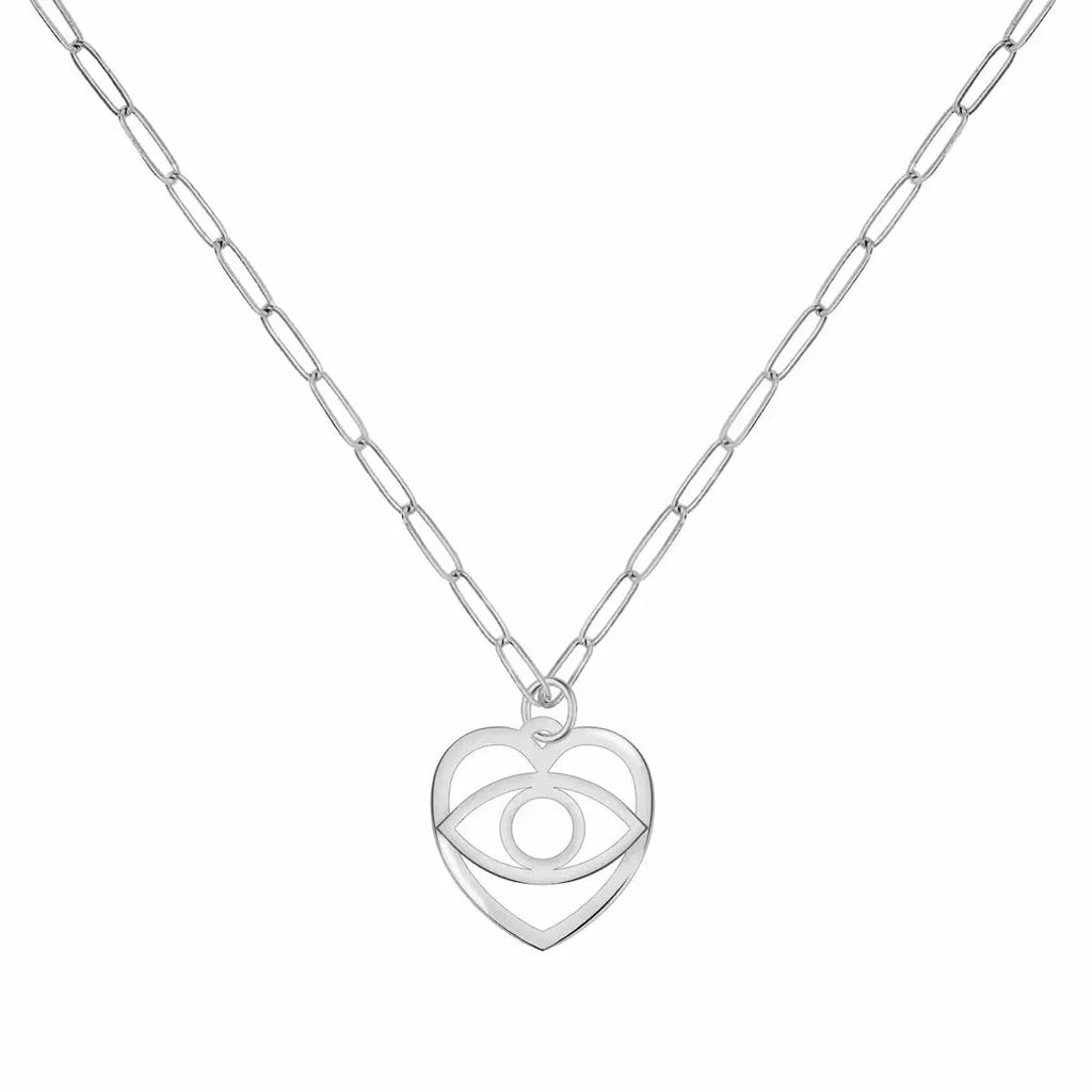 Small Flat Evil Eye Heart Pendant