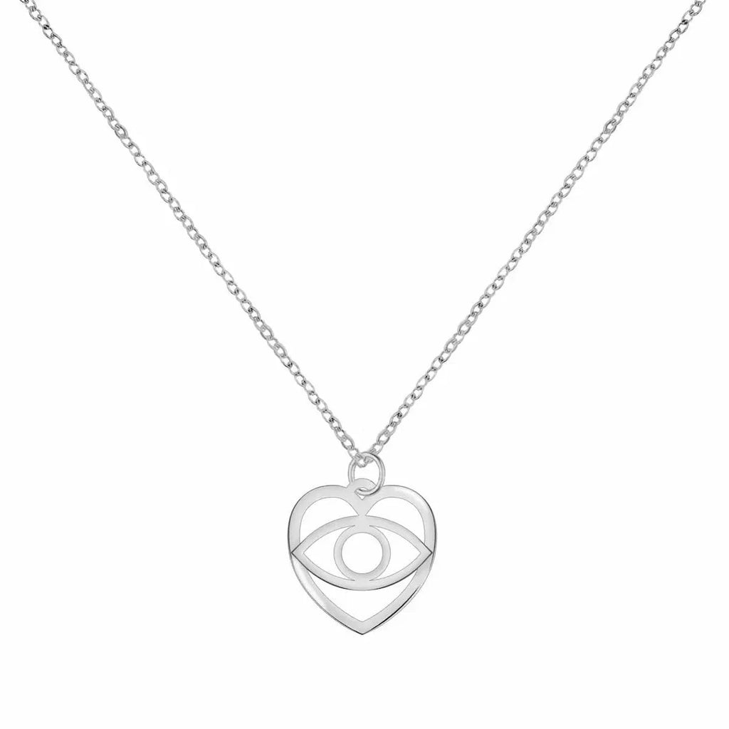 Small Flat Evil Eye Heart Pendant