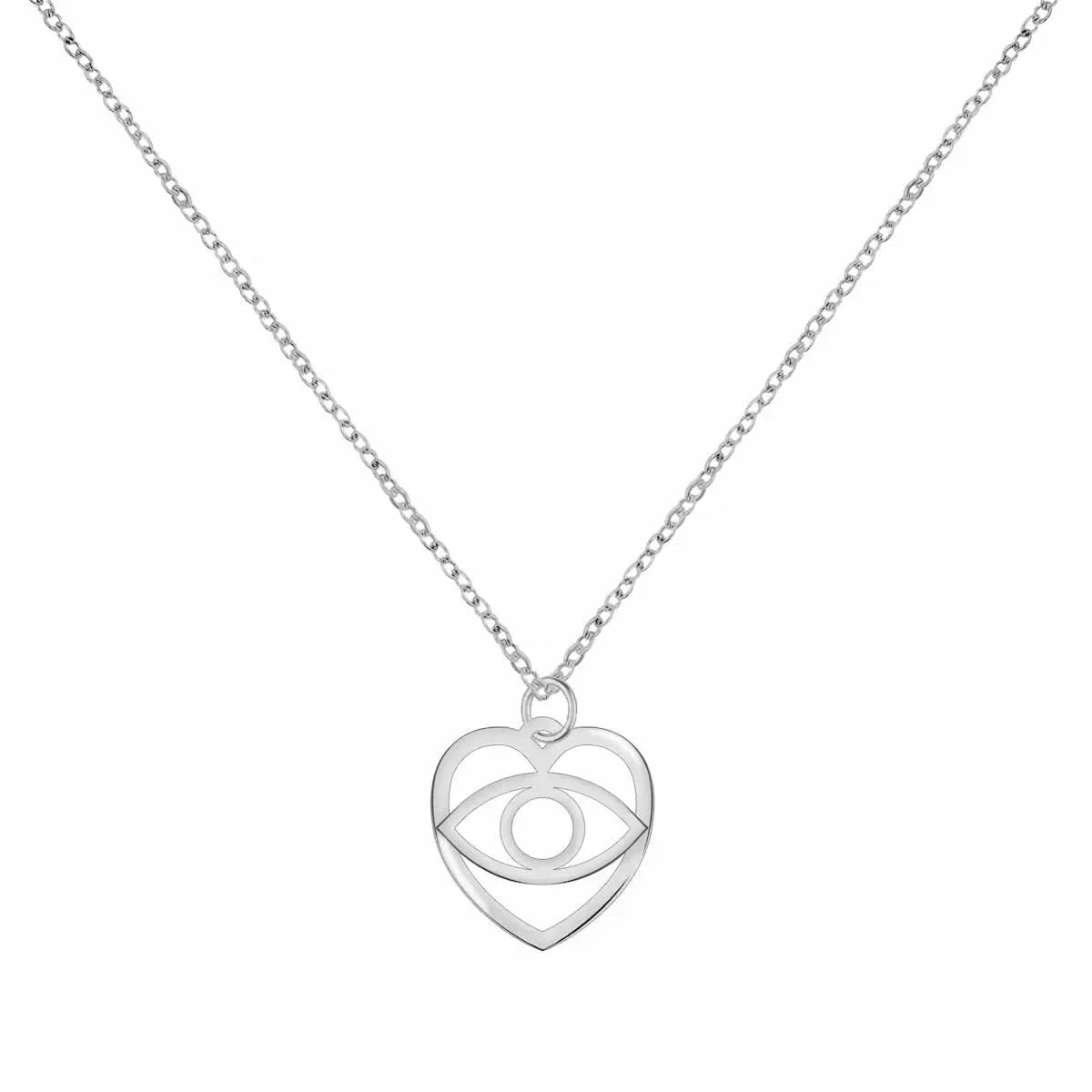 Small Flat Evil Eye Heart Pendant
