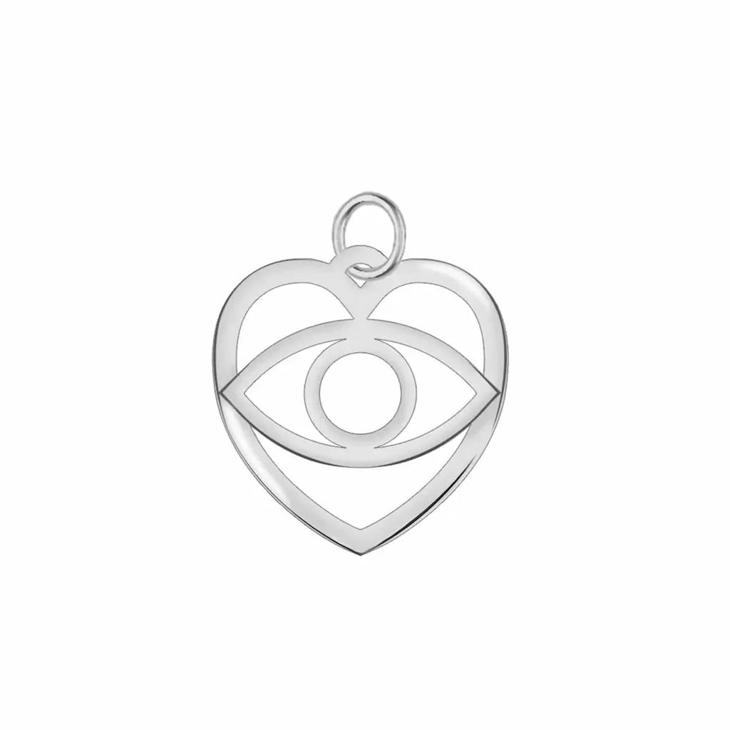 Small Flat Evil Eye Heart Pendant