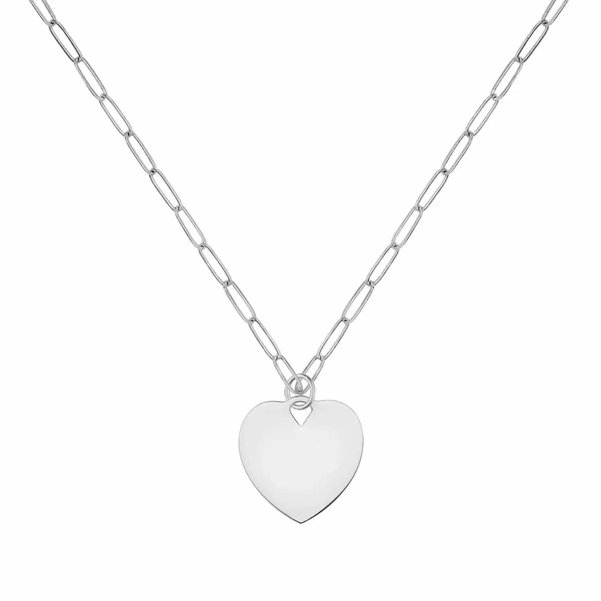 Small Engravable Flat Heart Pendant in 14k Gold (Large Jump Ring)