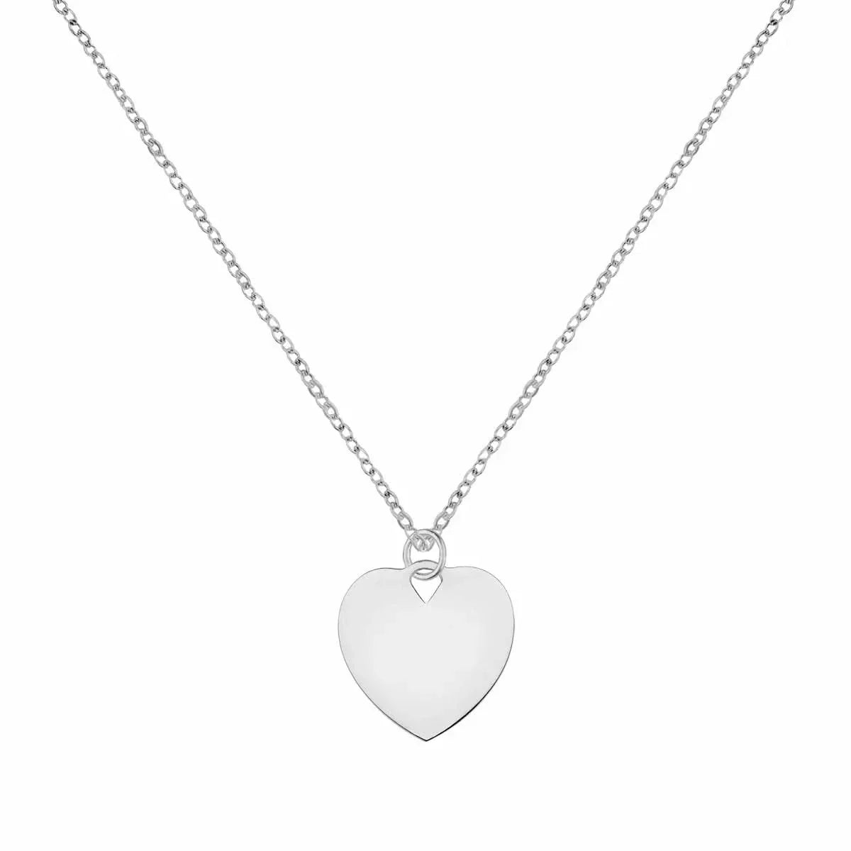 Small Engravable Flat Heart Pendant in 14k Gold (Large Jump Ring)