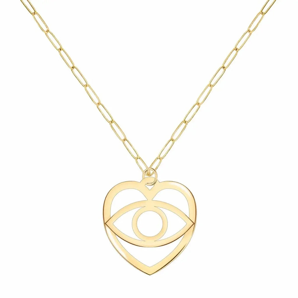 Large Flat Evil Eye Heart Pendant