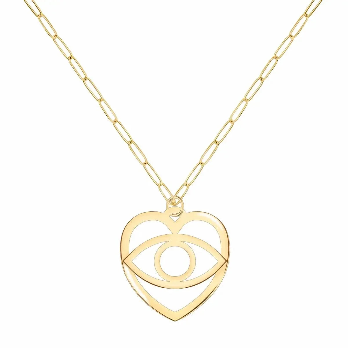 Large Flat Evil Eye Heart Pendant