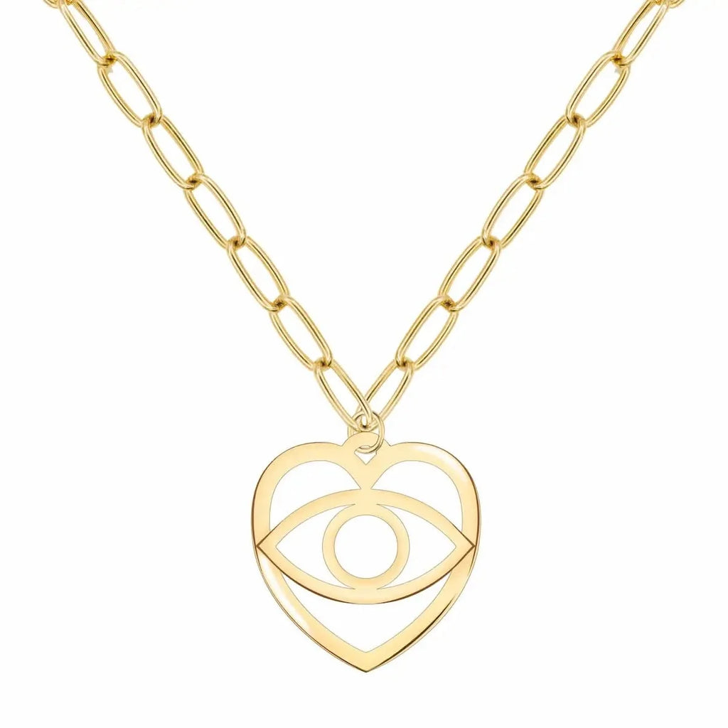 Large Flat Evil Eye Heart Pendant