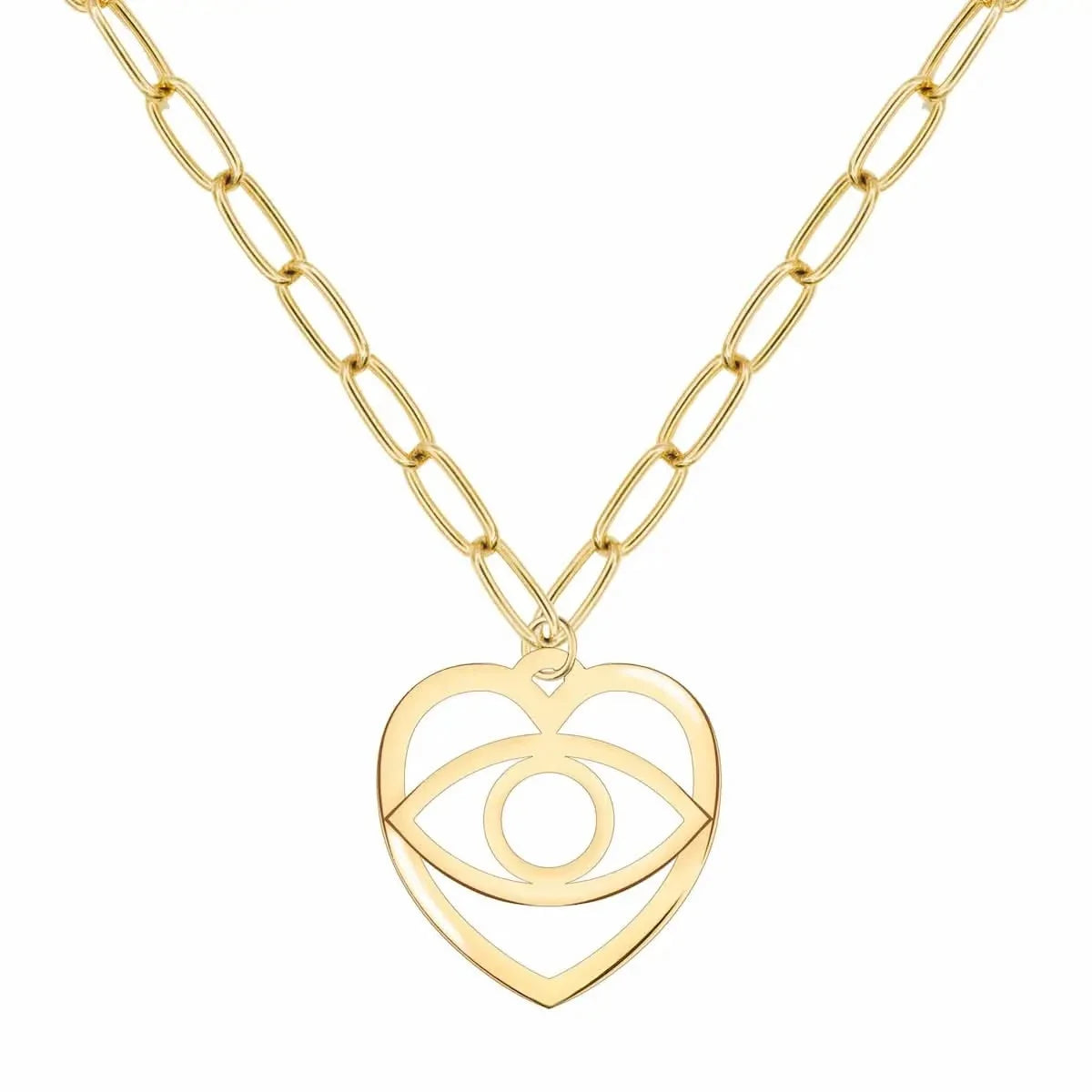 Large Flat Evil Eye Heart Pendant