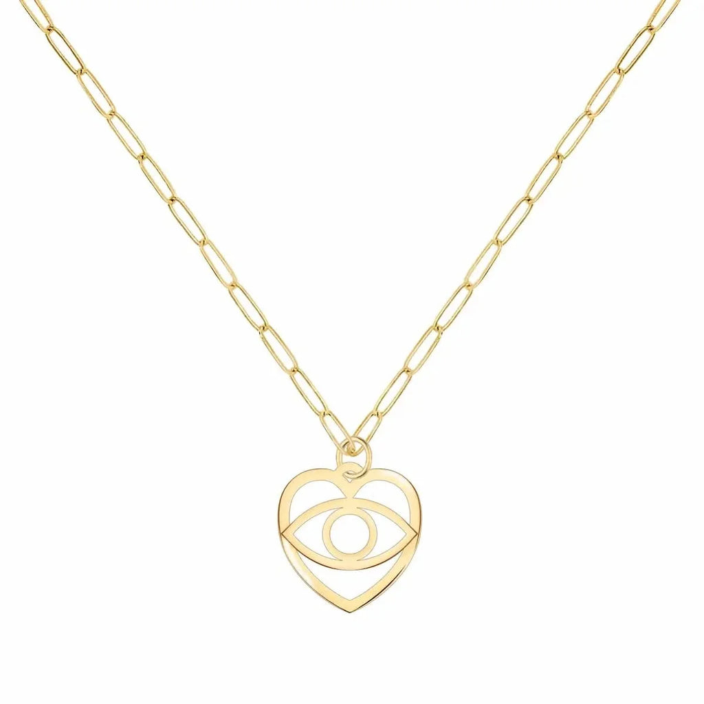 Small Flat Evil Eye Heart Pendant