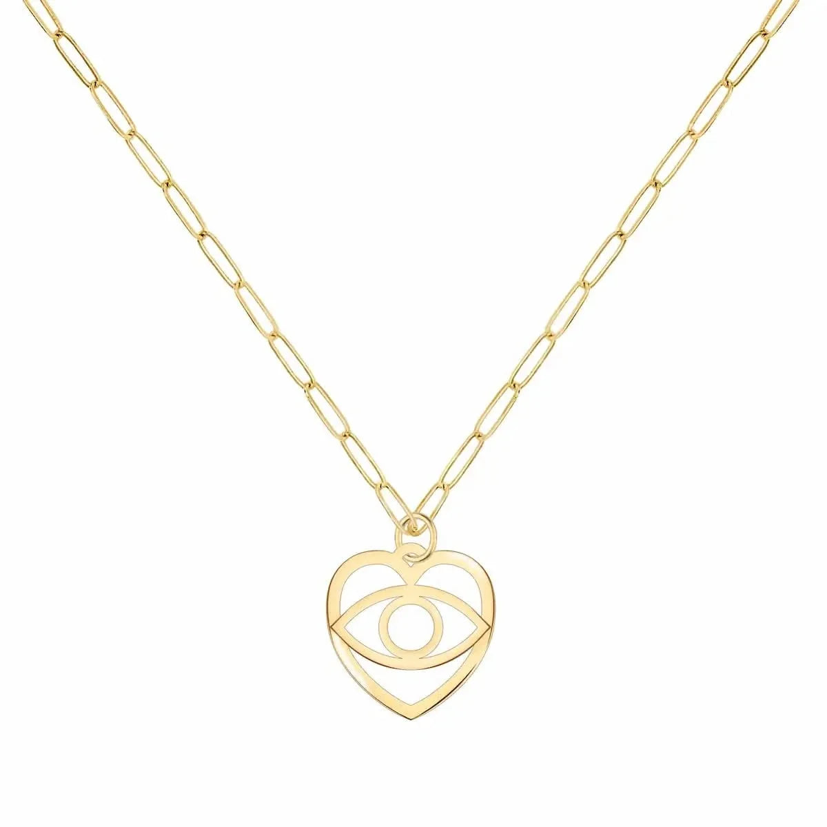 Small Flat Evil Eye Heart Pendant