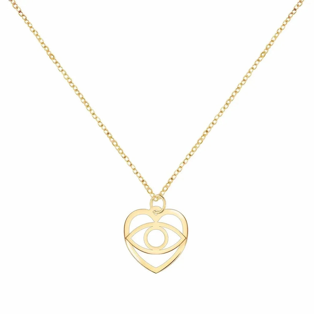 Small Flat Evil Eye Heart Pendant