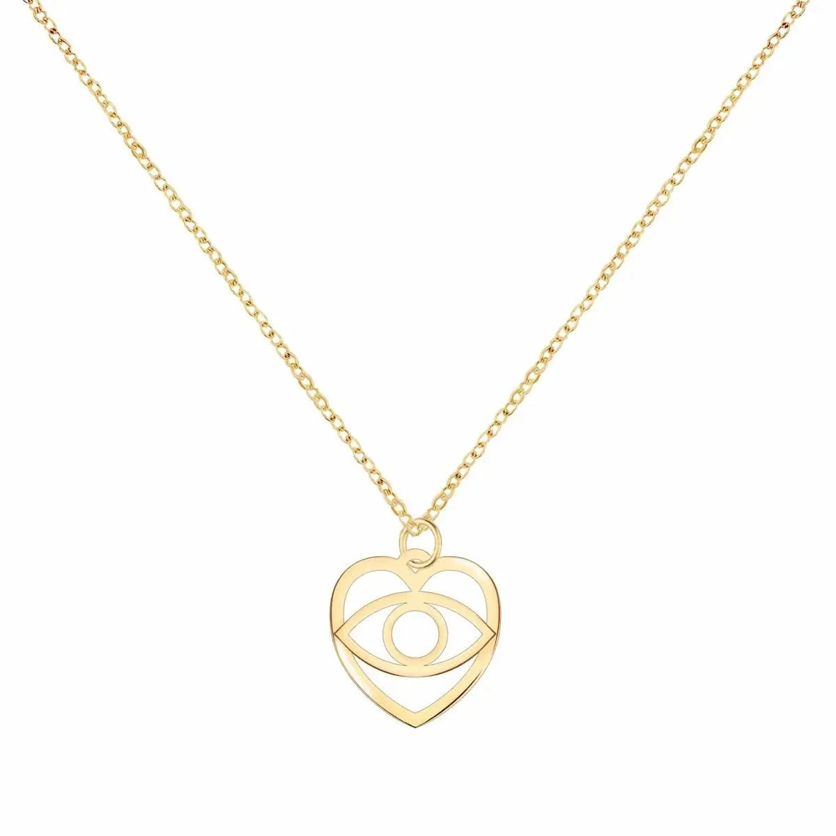 Small Flat Evil Eye Heart Pendant