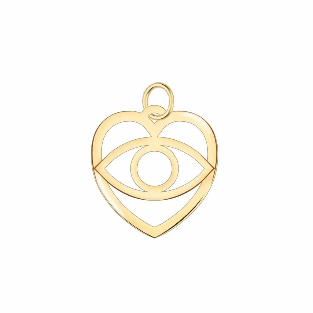Small Flat Evil Eye Heart Pendant