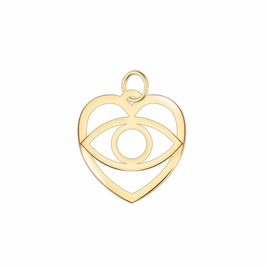 Small Flat Evil Eye Heart Pendant