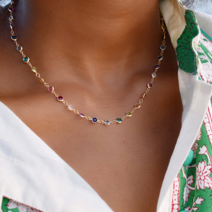 Rainbow Newport Necklace in 14k Gold