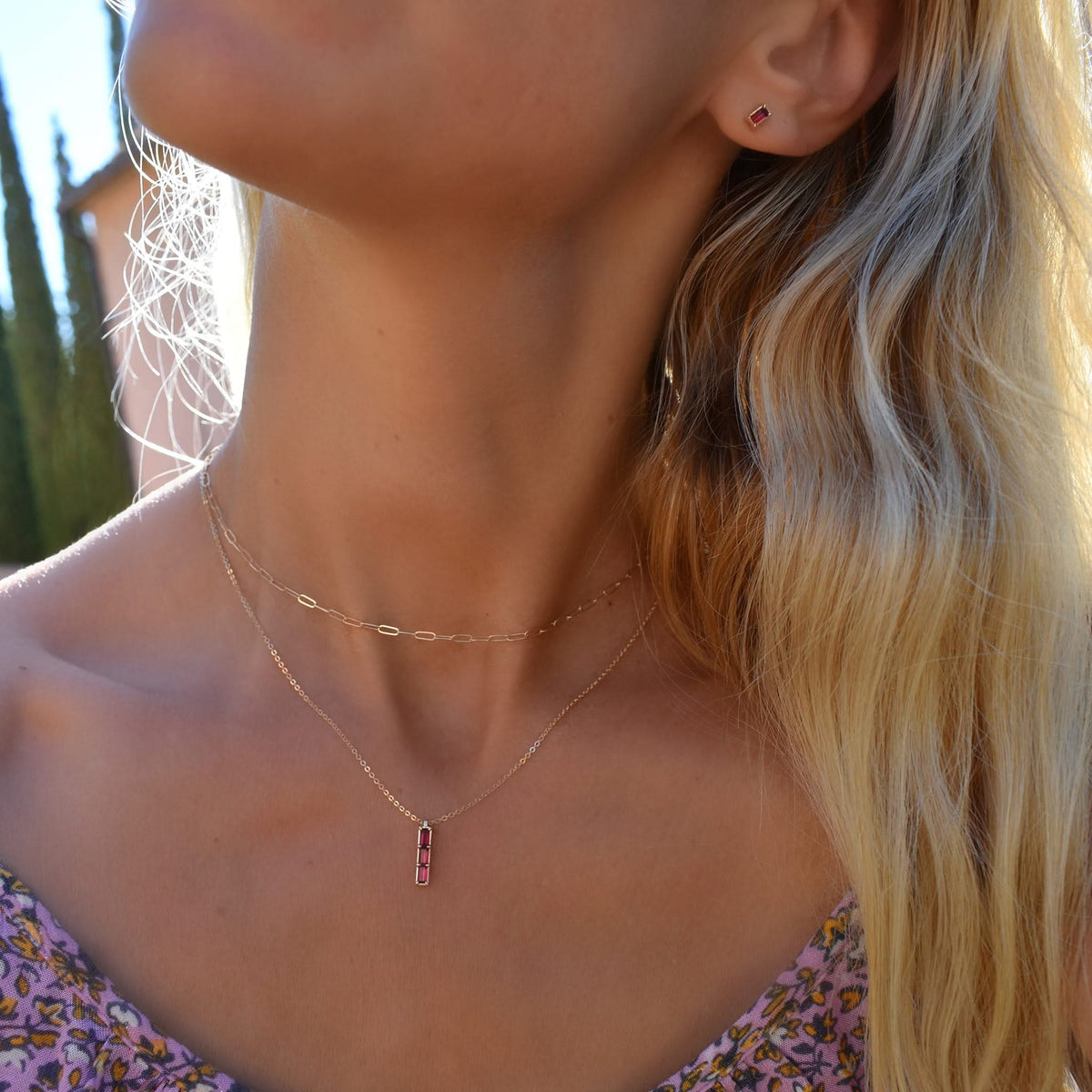 Providence 3 Ruby Pendant in 14k Gold (July)