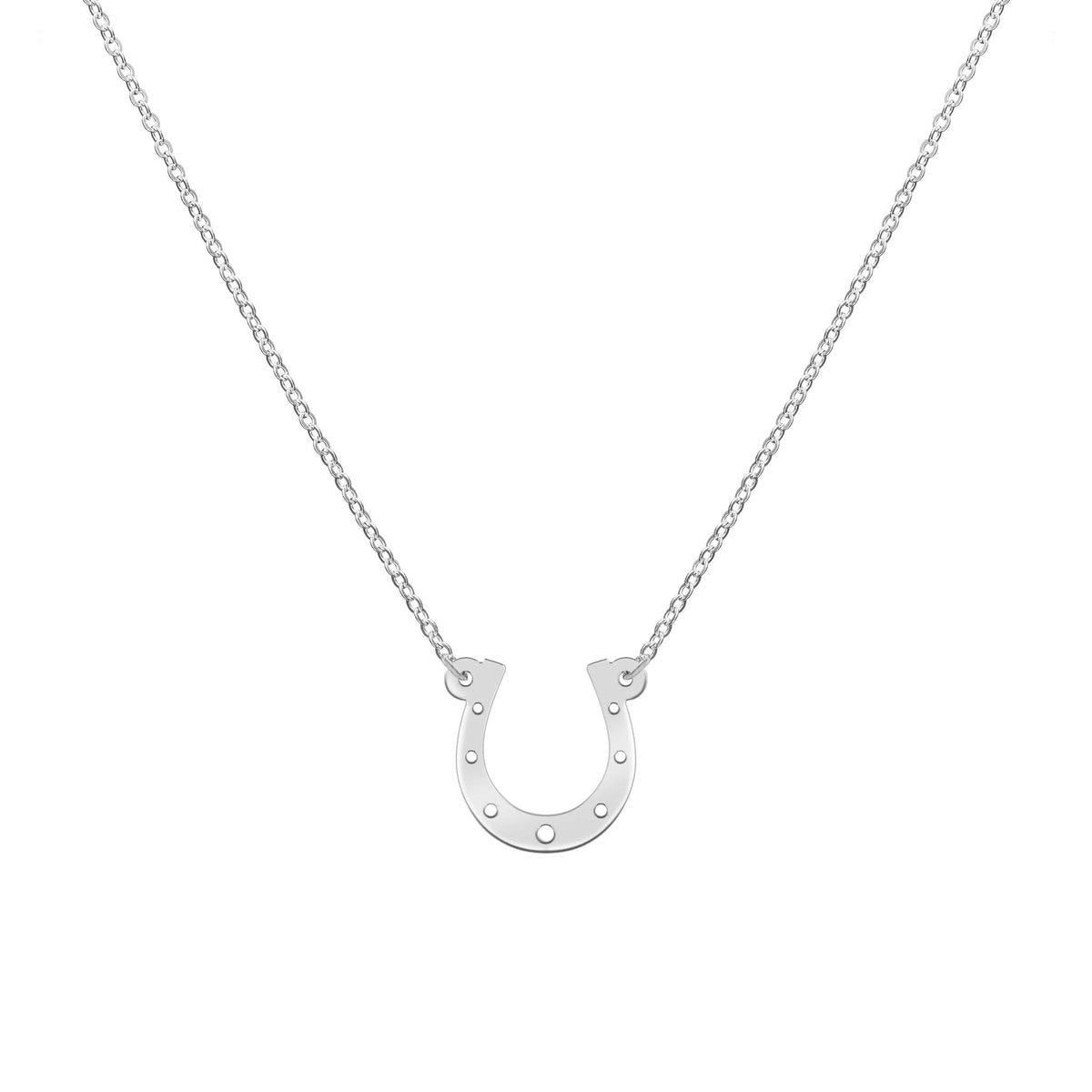 Large Flat Horseshoe Necklace in 14k Gold