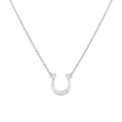 Large Flat Horseshoe Necklace in 14k Gold