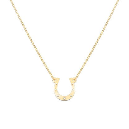 Large Flat Horseshoe Necklace in 14k Gold