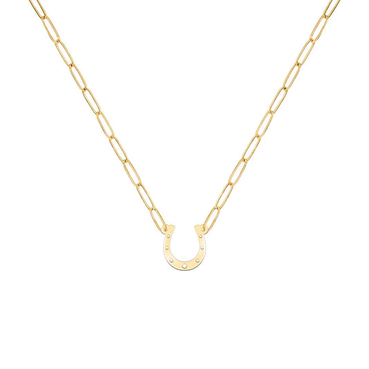 Small Horseshoe Adelaide Mini Necklace in 14k Gold