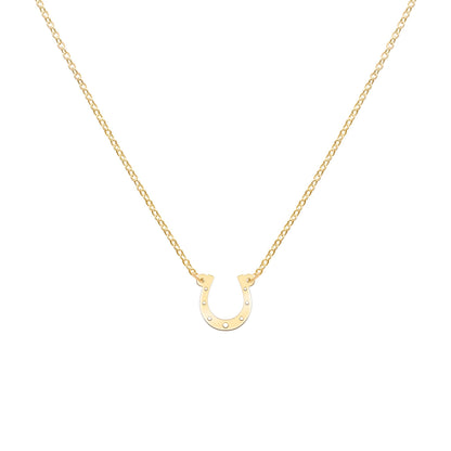 Small Flat Horseshoe Necklace in 14k Gold