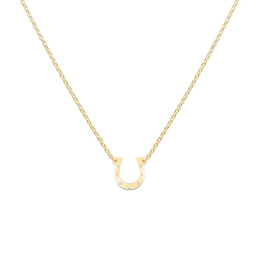 Small Flat Horseshoe Necklace in 14k Gold