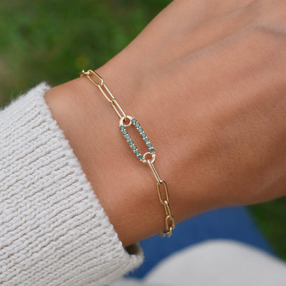 Adelaide 1 Pavé Alexandrite Link Bracelet in 14k Gold (June)