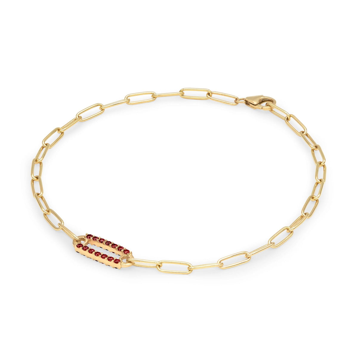 Adelaide 1 Pavé Garnet Link Bracelet in 14k Gold (January)