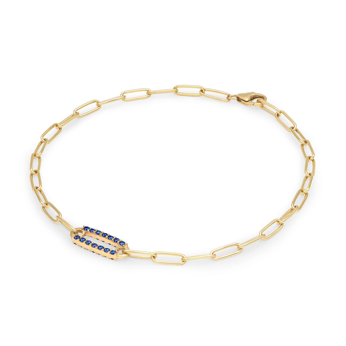 Adelaide 1 Pavé Sapphire Link Bracelet in 14k Gold (September)