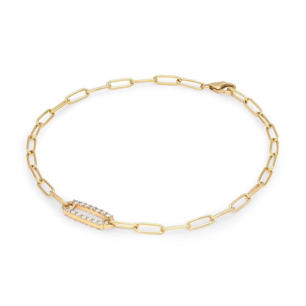 Adelaide 1 Pavé Birthstone Link Bracelet in 14k Gold