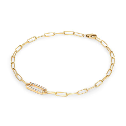 Adelaide 1 Pavé Birthstone Link Bracelet in 14k Gold