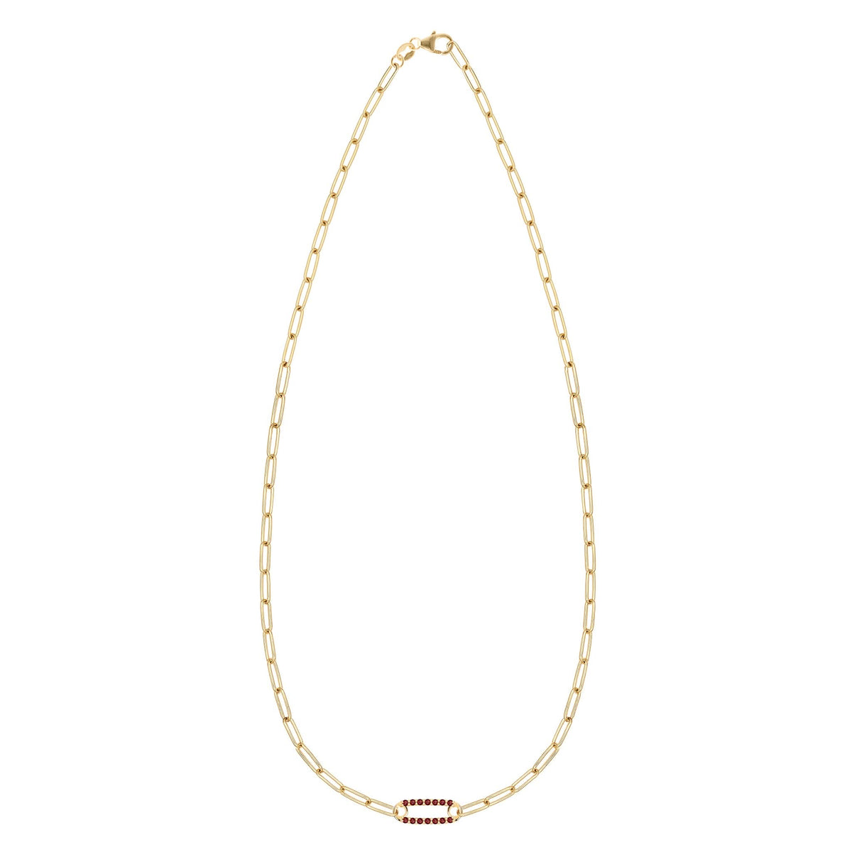 Adelaide 1 Pavé Garnet Link Necklace in 14k Gold (January)